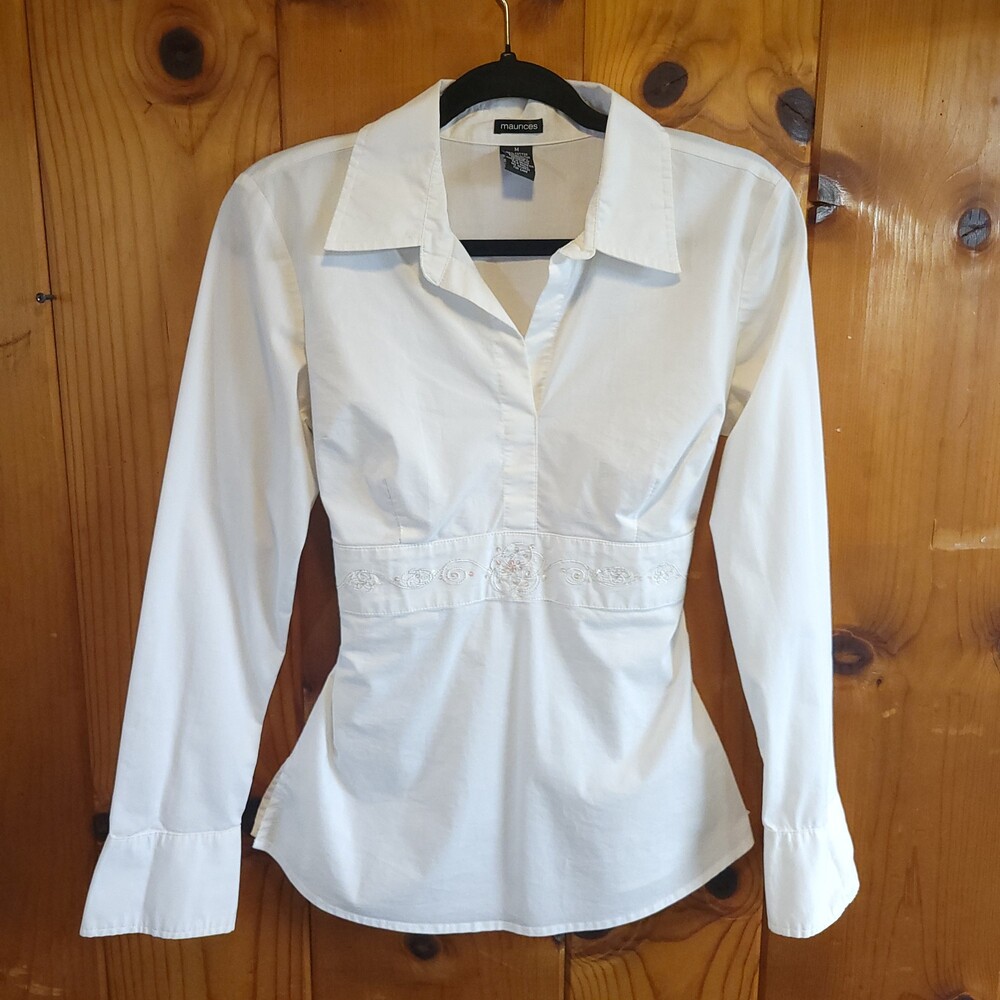 Y2k maurices Medium White Cotton Long Sleeve Button fairy vtg vintage fairycore